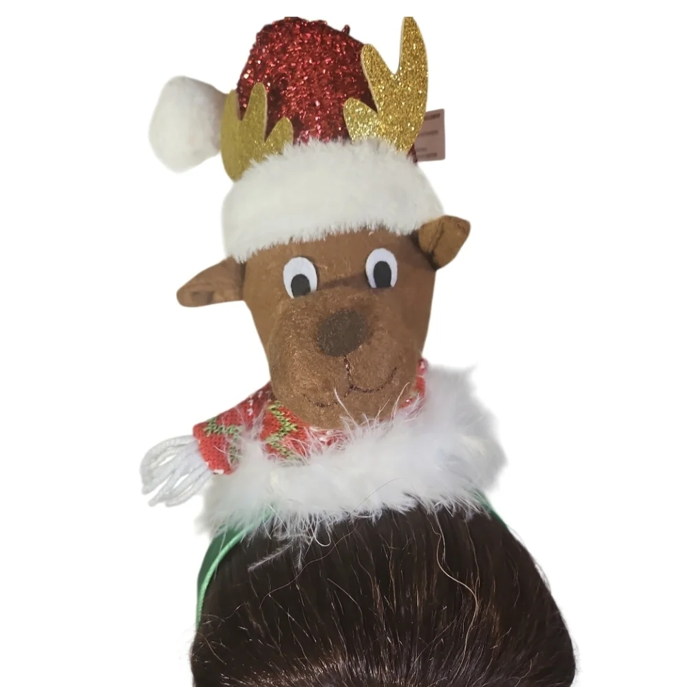 Festive Reindeer Headband Red Santa Hat Holiday Antlers Green Hair Accessory 14